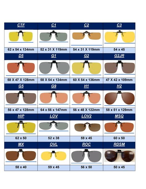 solar shield clip on sunglasses size guide|solar shield polarized clipons sizes.